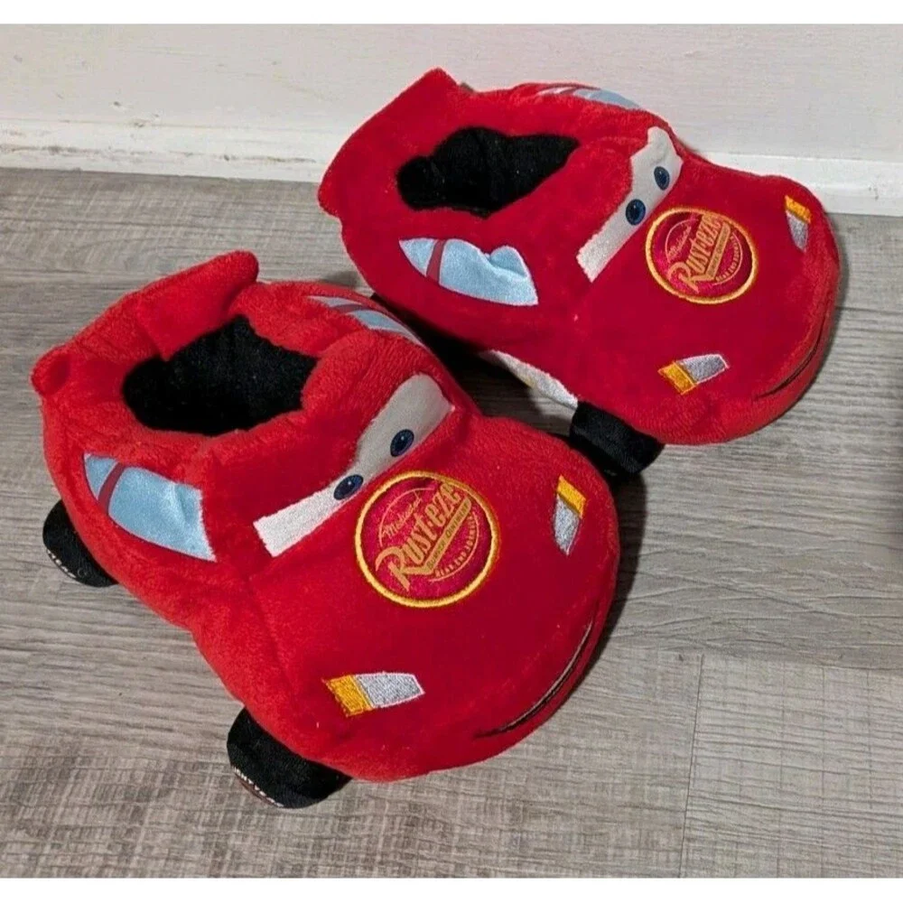 Disney Cars Lightning McQueen Slippers Boys Sz 13-1 Plush
